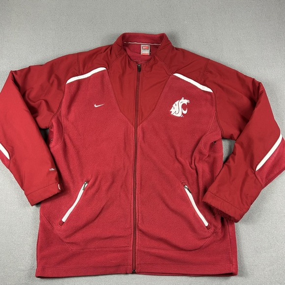 Washington State Cougars Jacket Mens XL Red College Football Nike Fleece Zip - Picture 1 of 12